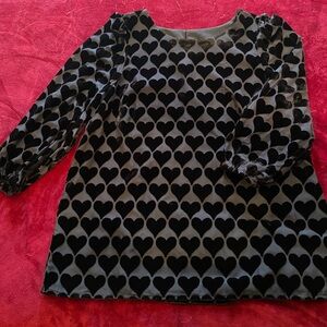 Talbots Black Heart Pattern Blouse